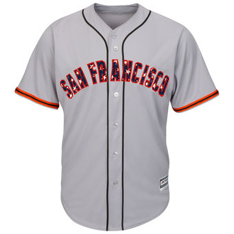 San Francisco Giants Majestic Stars & Stripes 4th of July Cool Base Jersey - Gray