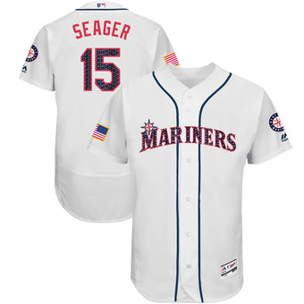 Seattle Mariners Kyle Seager Majestic 2017 Stars & Stripes Authentic Collection FlexBase Player Jersey - White