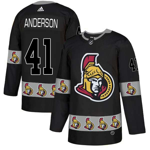 Senators 41 Craig Anderson Black Team Logos Fashion Adidas Jersey-5007