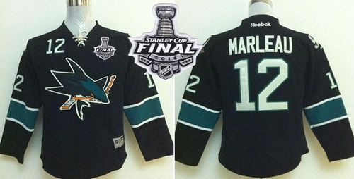 Sharks #12 Patrick Marleau Black 2016 Stanley Cup Final Patch Stitched Youth NHL Jersey Sharks #12 Patrick Marleau Black 2016 Stanley Cup Final Patch Stitched Youth NHL Jersey