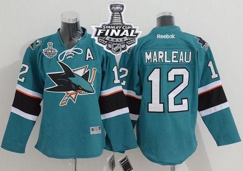 Sharks #12 Patrick Marleau Green 2016 Stanley Cup Final Patch Stitched Youth NHL Jersey Sharks #12 Patrick Marleau Green 2016 Stanley Cup Final Patch Stitched Youth NHL Jersey