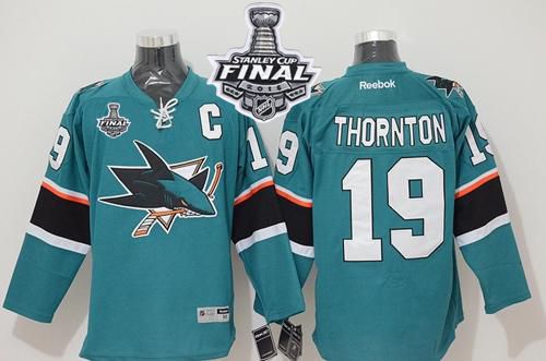 Sharks #19 Joe Thornton Teal 2016 Stanley Cup Final Patch Stitched NHL Jersey Sharks #19 Joe Thornton Teal 2016 Stanley Cup Final Patch Stitched NHL Jersey