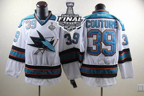 Sharks #39 Logan Couture White 2016 Stanley Cup Final Patch Stitched NHL Jersey