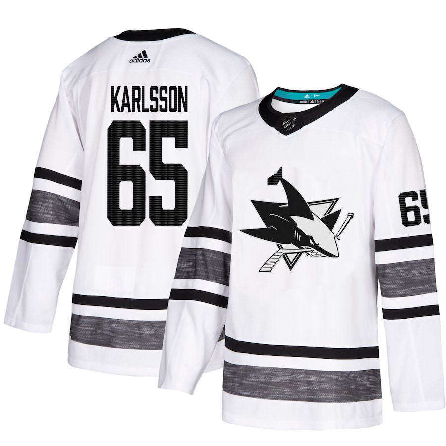 Sharks #65 Erik Karlsson White Authentic 2019 All-Star Stitched Youth Hockey Jersey