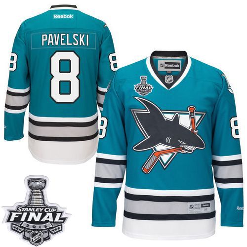 Sharks #8 Joe Pavelski Teal 25th Anniversary 2016 Stanley Cup Final Patch Stitched NHL Jersey Sharks #8 Joe Pavelski Teal 25th Anniversary 2016 Stanley Cup Final Patch Stitched NHL Jersey