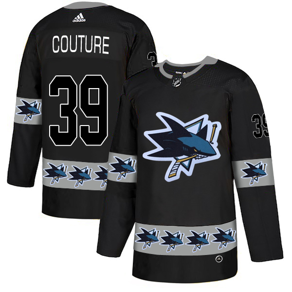 Sharks 39 Logan Couture Black Team Logos Fashion Adidas Jersey