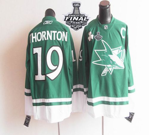 Sharks St Patty's Day #19 Joe Thornton Teal 2016 Stanley Cup Final Patch Stitched NHL Jersey Sharks St Patty's Day #19 Joe Thornton Teal 2016 Stanley Cup Final Patch Stitched NHL Jersey