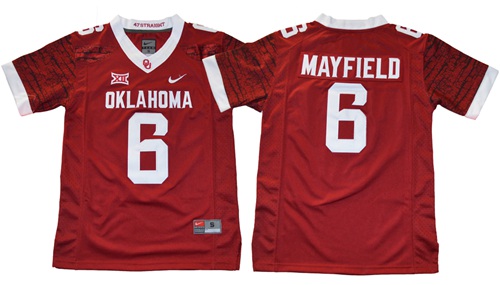 Sooners #6 Baker Mayfield Red New XII Stitched Youth NCAA Jersey Sooners #6 Baker Mayfield Red New XII Stitched Youth NCAA Jersey