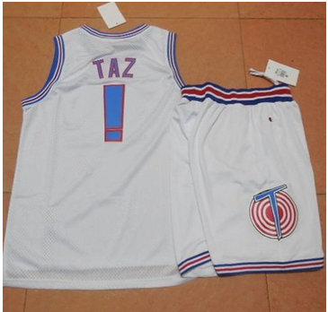 Space Jam Tune Squad #1 Taz White Stitched Basketball Jersey