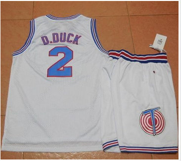 Space Jam Tune Squad #2 Daffy Duck White Stitched Basketball Jersey