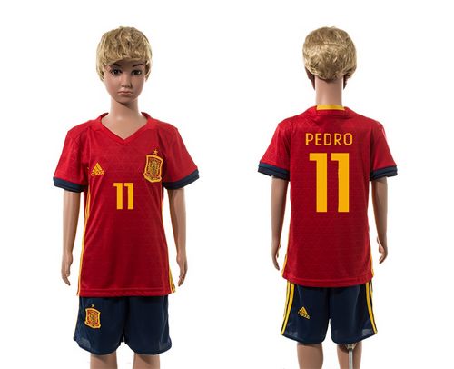 Spain #11 Perdo Red Home Kid Soccer Country Jersey Spain #11 Perdo Red Home Kid Soccer Country Jersey
