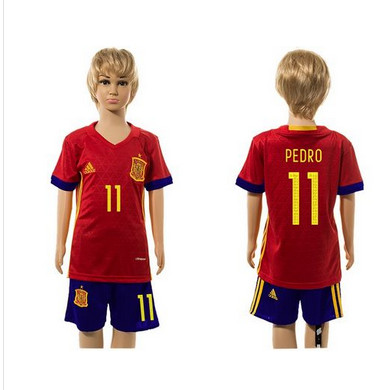 Spain #11 Perdo Red Home Kid Soccer Country Jersey Spain #11 Perdo Red Home Kid Soccer Country Jersey