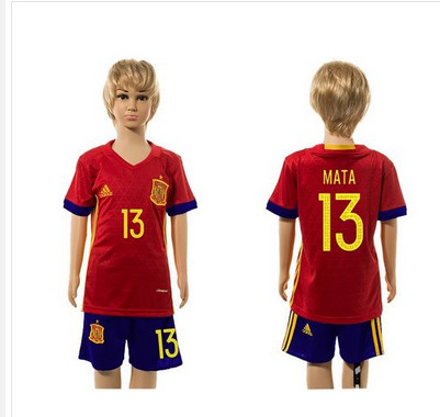 Spain #13 Mata Red Home Kid Soccer Country Jersey Spain #13 Mata Red Home Kid Soccer Country Jersey