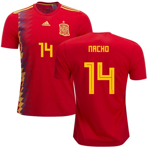 Spain #14 Nacho Home Soccer Country Jersey Spain #14 Nacho Home Soccer Country Jersey