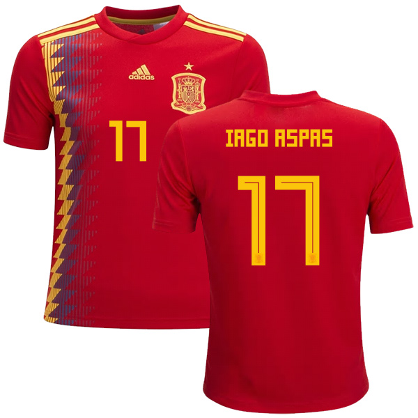 Spain #17 Iago Aspas Red Home Kid Soccer Country Jersey Spain #17 Iago Aspas Red Home Kid Soccer Country Jersey