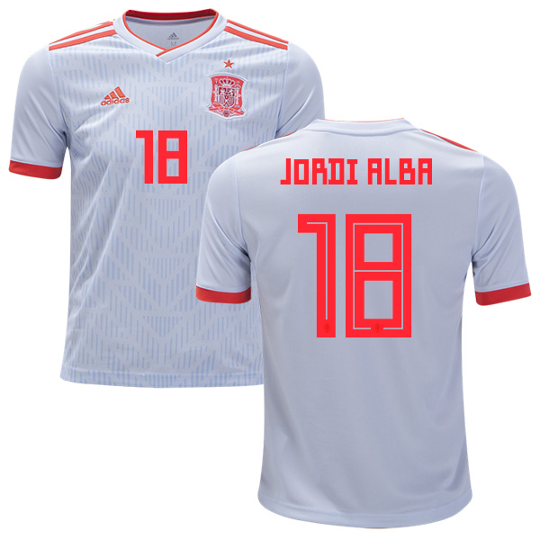 Spain #18 Jordi Alba Away Kid Soccer Country Jersey