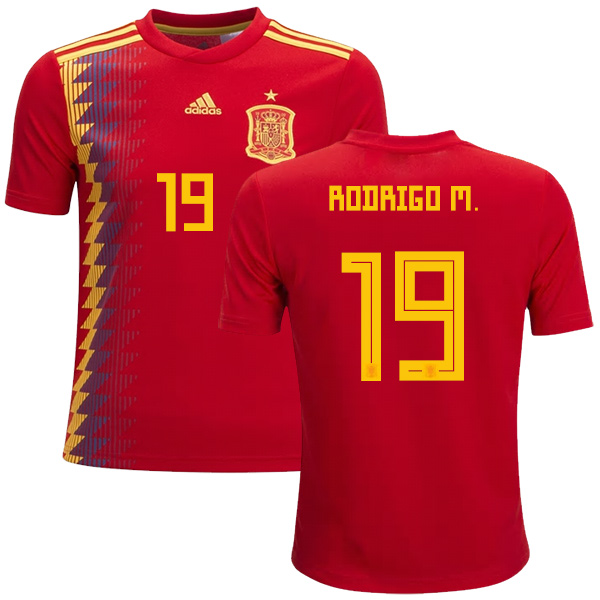 Spain #19 Rodrigo M. Red Home Kid Soccer Country Jersey Spain #19 Rodrigo M. Red Home Kid Soccer Country Jersey