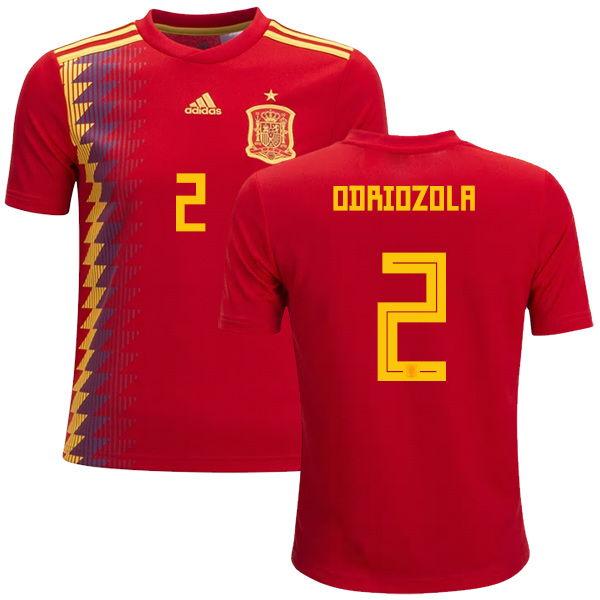 Spain #2 Odriozola Red Home Kid Soccer Country Jersey