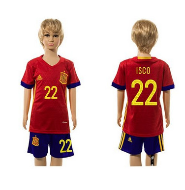 Spain #22 Isco Red Home Kid Soccer Country Jersey Spain #22 Isco Red Home Kid Soccer Country Jersey