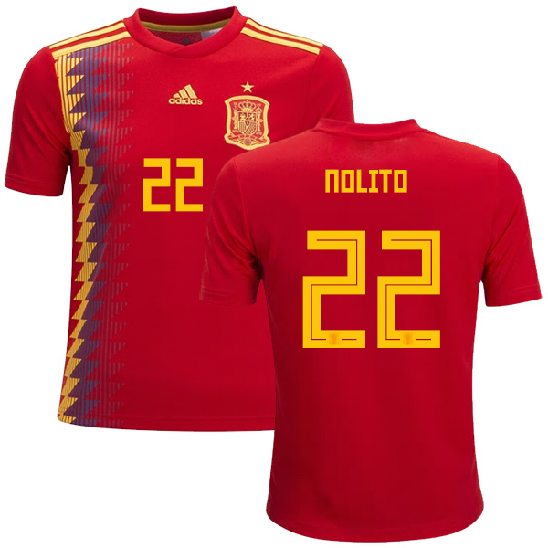 Spain #22 Nolito Red Home Kid Soccer Country Jersey Spain #22 Nolito Red Home Kid Soccer Country Jersey