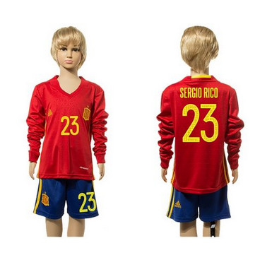 Spain #23 Sergio Rico Red Home Long Sleeves Kid Soccer Country Jersey