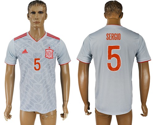 Spain #5 Sergio Away Soccer Country Jersey Spain #5 Sergio Away Soccer Country Jersey