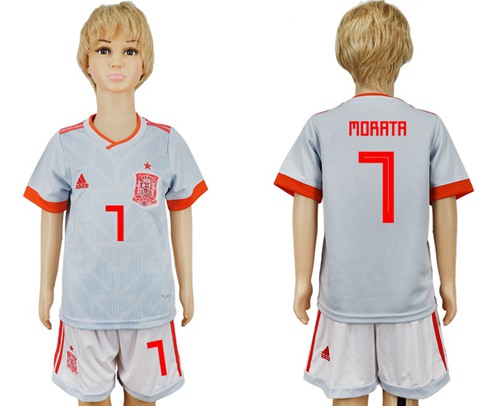 Spain #7 Morata Away Kid Soccer Country Jersey Spain #7 Morata Away Kid Soccer Country Jersey