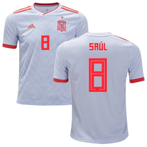 Spain #8 Saul Away Kid Soccer Country Jersey Spain #8 Saul Away Kid Soccer Country Jersey