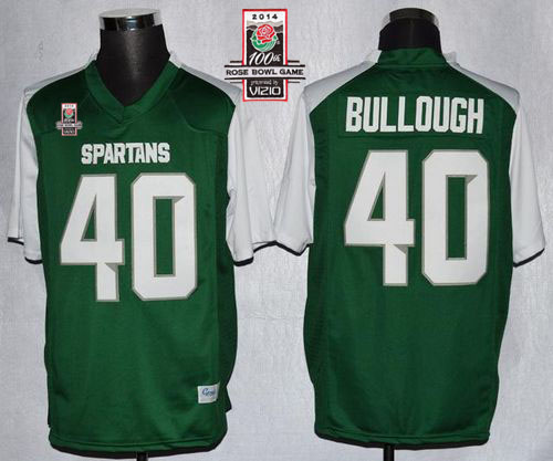 Spartans #40 Max Bullough Green White 2014 Rose Bowl Patch Stitched NCAA Jersey