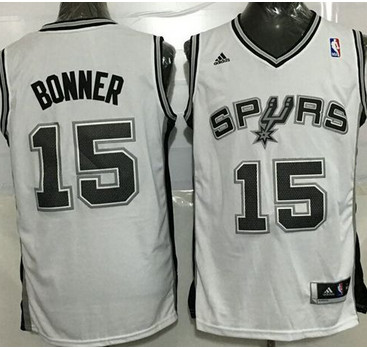 Spurs #15 Matt Bonner White Stitched NBA Jersey