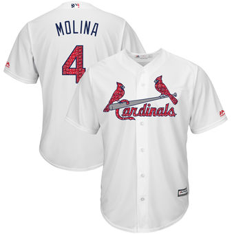 St. Louis Cardinals Yadier Molina Majestic 2017 Stars & Stripes Cool Base Player Jersey - White