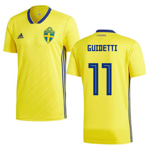 Sweden #11 Guidetti Home Kid Soccer Country Jersey Sweden #11 Guidetti Home Kid Soccer Country Jersey