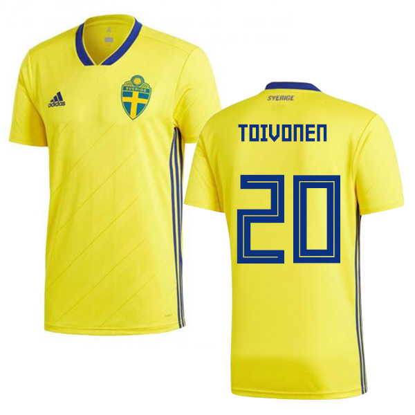 Sweden #20 Toivonen Home Kid Soccer Country Jersey Sweden #20 Toivonen Home Kid Soccer Country Jersey