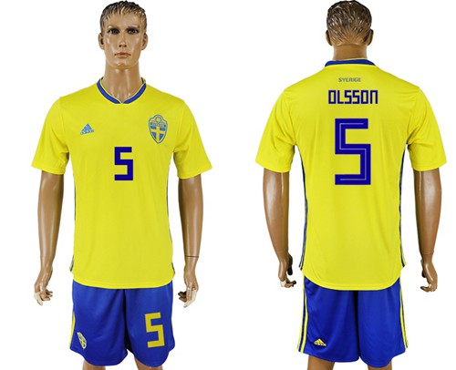 Sweden #5 Olsson Home Soccer Country Jersey Sweden #5 Olsson Home Soccer Country Jersey