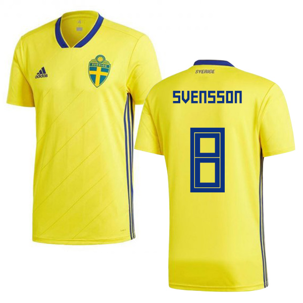 Sweden #8 Svensson Home Kid Soccer Country Jersey Sweden #8 Svensson Home Kid Soccer Country Jersey