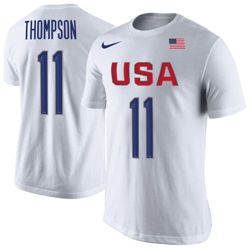 Team USA #11 Klay Thompson Basketball Nike Rio Replica Name & Number T-Shirt White Team USA #11 Klay Thompson Basketball Nike Rio Replica Name & Number T-Shirt White