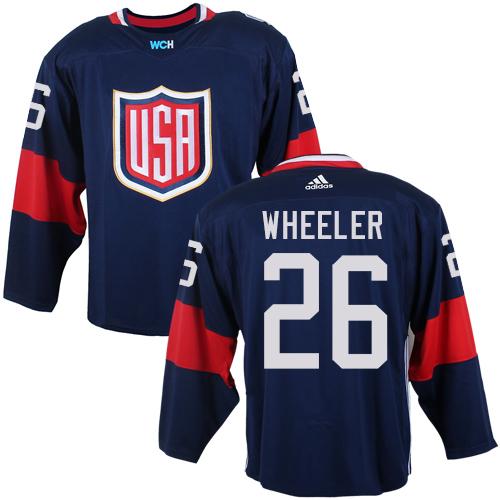 Team USA #26 Blake Wheeler Navy Blue 2016 World Cup Stitched Youth NHL Jersey