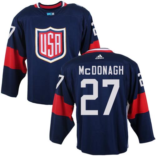 Team USA #27 Ryan McDonagh Navy Blue 2016 World Cup Stitched Youth NHL Jersey