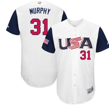 Team USA #31 Murphy White 2017 World Baseball Classic Authentic Stitched MLB Jersey