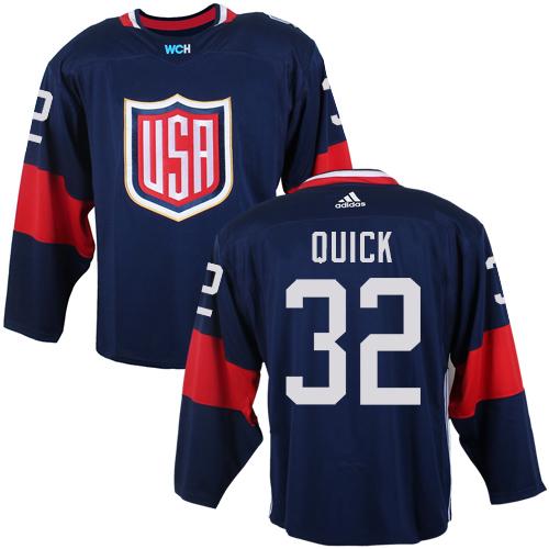 Team USA #32 Jonathan Quick Navy Blue 2016 World Cup Stitched NHL Jersey