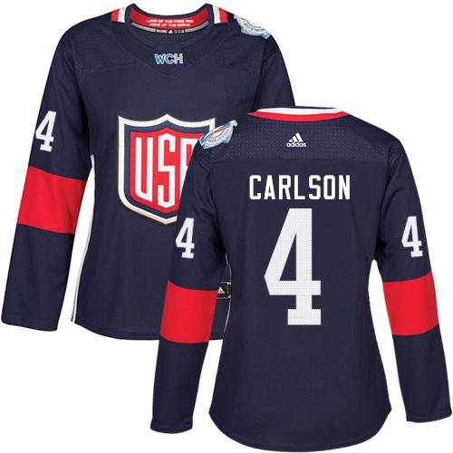Team USA #4 John Carlson Navy Blue 2016 World Cup Women's Stitched NHL Jersey Team USA #4 John Carlson Navy Blue 2016 World Cup Women's Stitched NHL Jersey