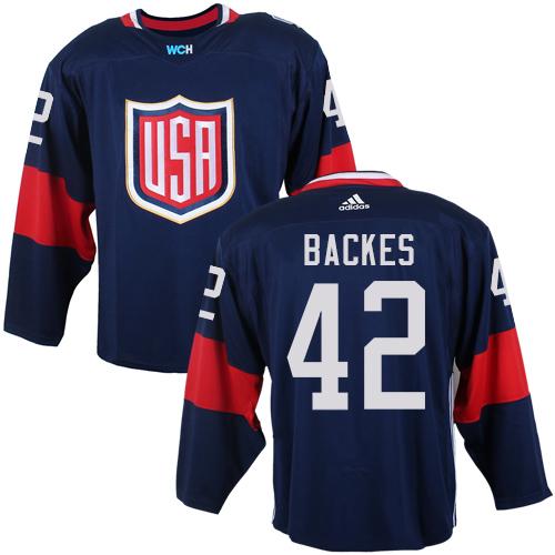 Team USA #42 David Backes Navy Blue 2016 World Cup Stitched NHL Jersey
