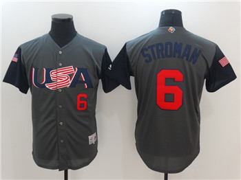 Team USA #6 Stroman Gray 2017 World Baseball Classic Authentic Stitched MLB Jersey