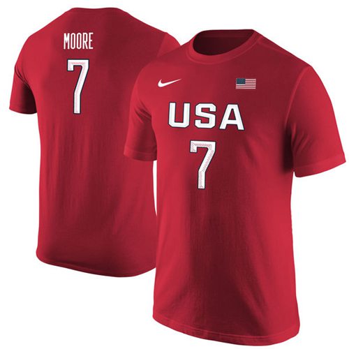 Team USA #7 Maya Moore Basketball Nike Name & Number T-Shirt Red Team USA #7 Maya Moore Basketball Nike Name & Number T-Shirt Red