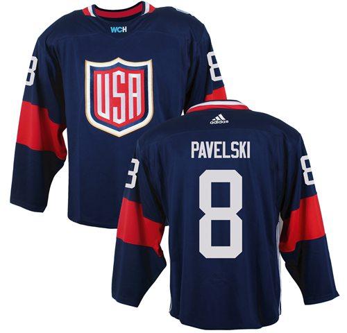 Team USA #8 Joe Pavelski Navy Blue 2016 World Cup Stitched Youth NHL Jersey