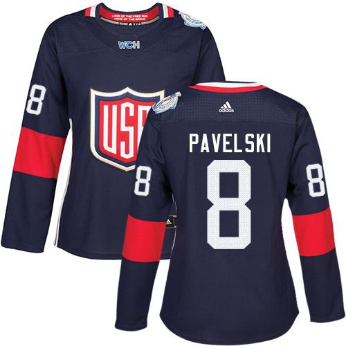 Team USA #8 Joe Pavelski Navy Blue 2016 World Cup Women's Stitched NHL Jersey Team USA #8 Joe Pavelski Navy Blue 2016 World Cup Women's Stitched NHL Jersey