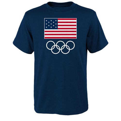 Team USA 2016 Olympics Flags & Rings T-Shirt Navy Team USA 2016 Olympics Flags & Rings T-Shirt Navy