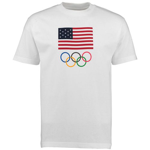 Team USA Olympics Flag Five Rings T-Shirt White Team USA Olympics Flag Five Rings T-Shirt White