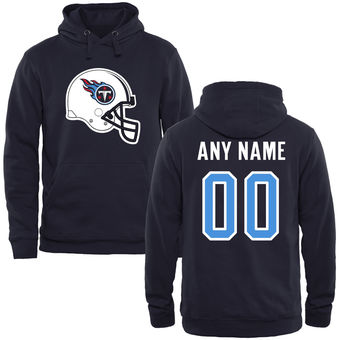 Tennessee Titans Navy Custom Name & Number Helmet Pullover Hoodie