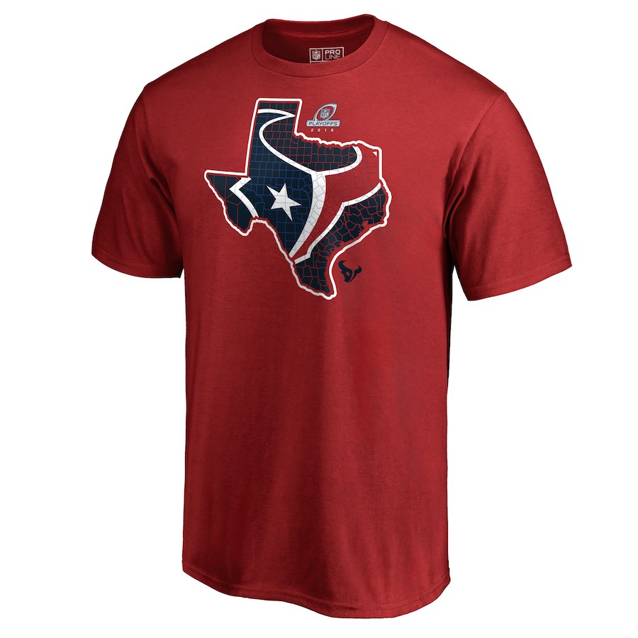 Texans Red 2018 NFL Playoffs Men's T-Shirt Texans Red 2018 NFL Playoffs Men's T-Shirt